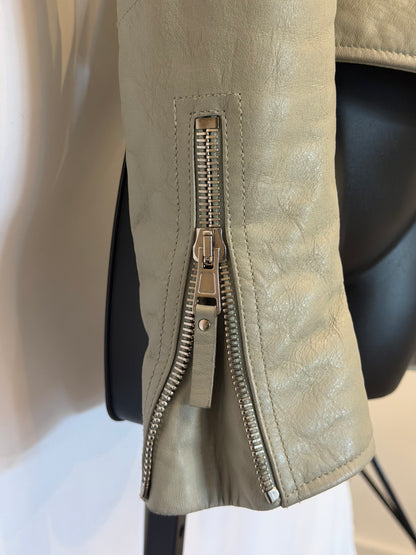 Balenciaga Leather Grey Moto Zip Up Jacket
