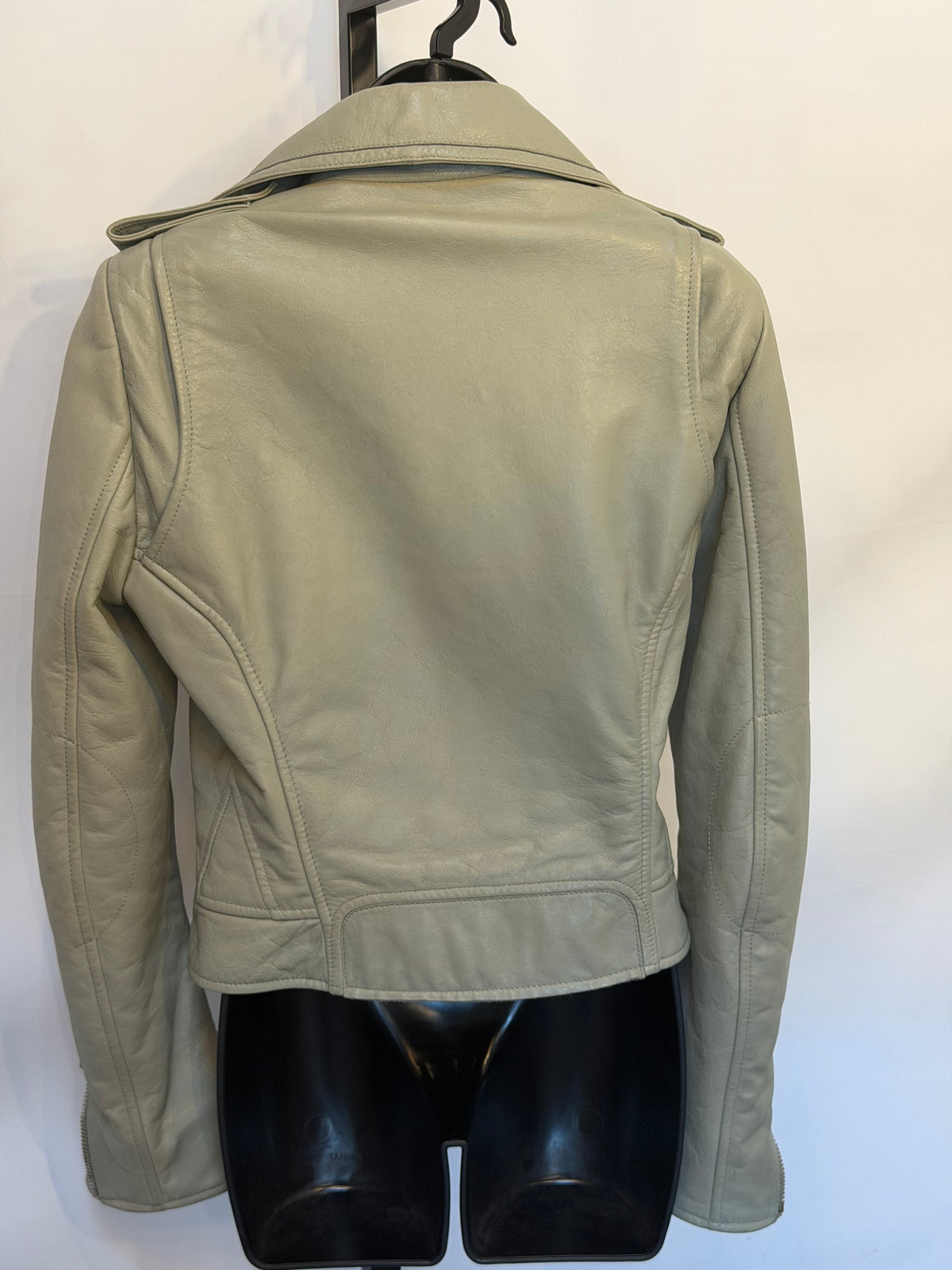 Balenciaga Leather Grey Moto Zip Up Jacket