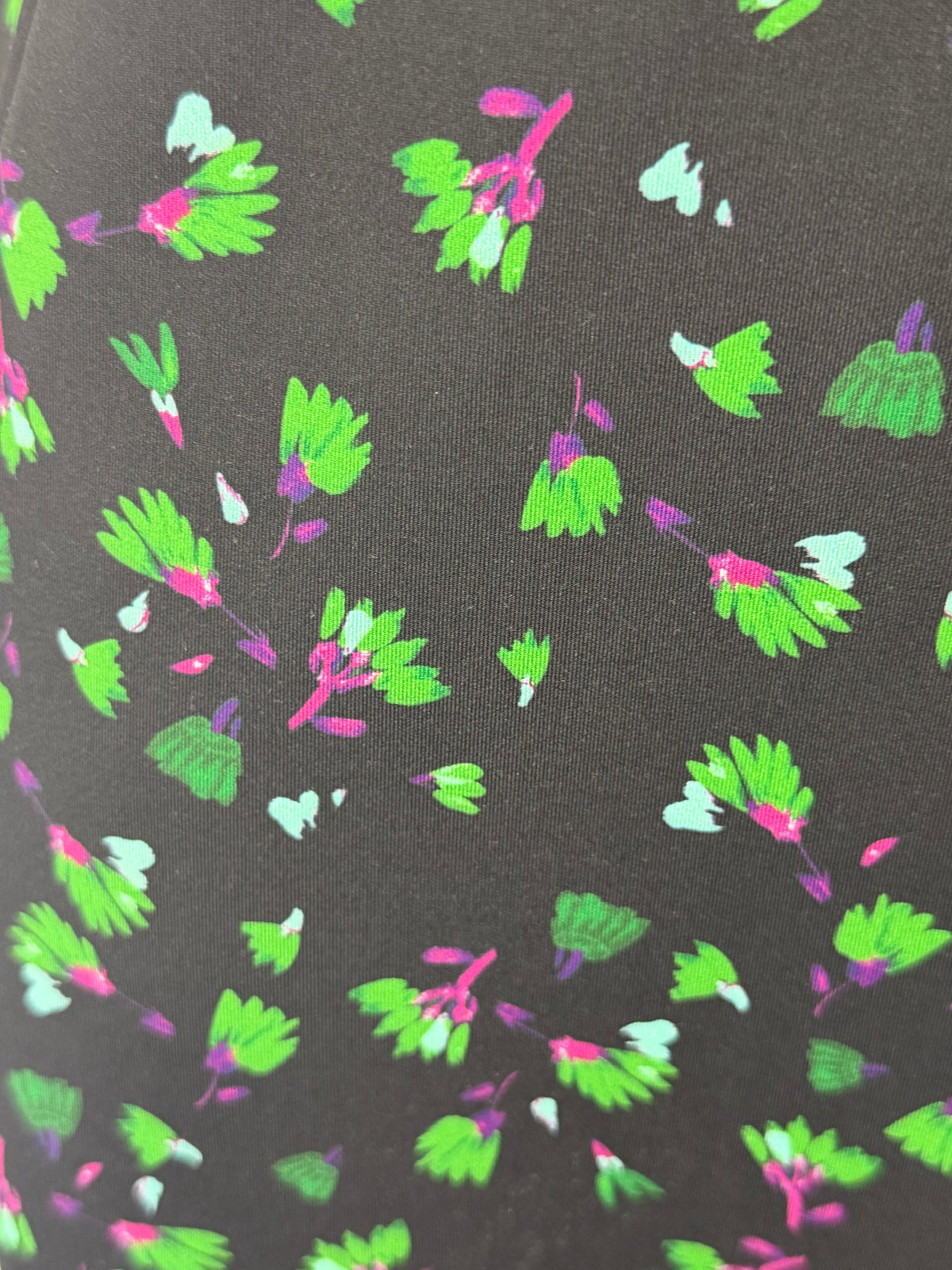 Dorothee Schumacher Black & Green Floral & Green Zebra Print Midi Skirt