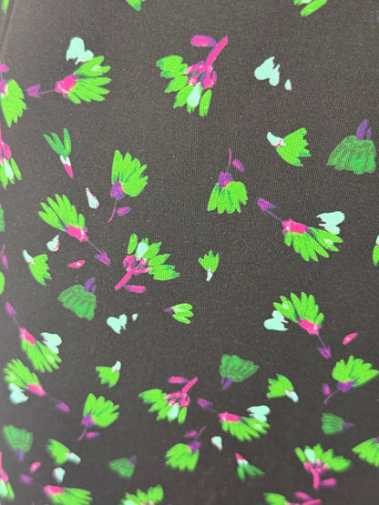 Dorothee Schumacher Black & Green Floral & Green Zebra Print Midi Skirt