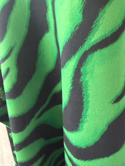 Dorothee Schumacher Black & Green Floral & Green Zebra Print Midi Skirt