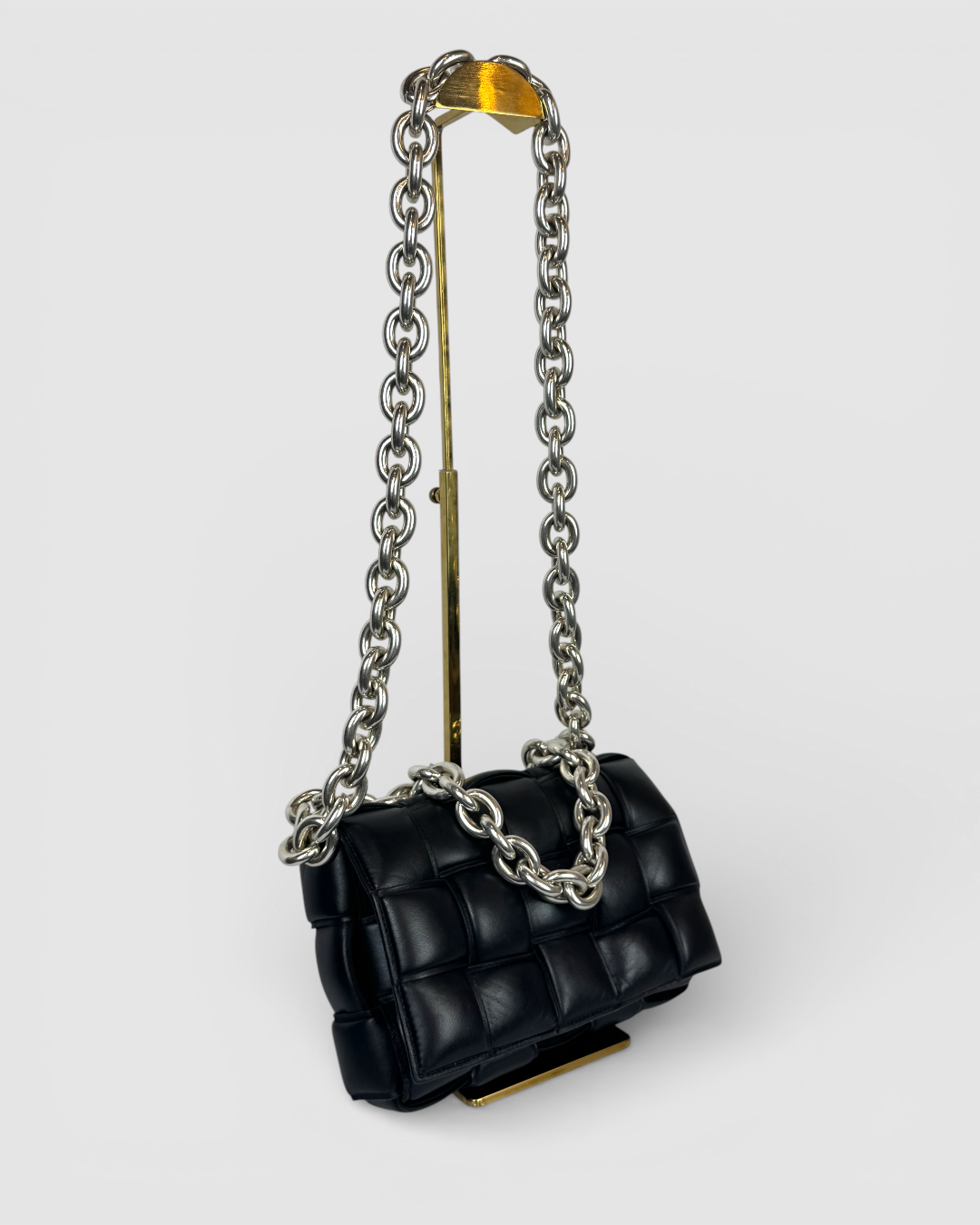 Bottega Veneta Black Intrecciato Chain Padded Cassette Bag