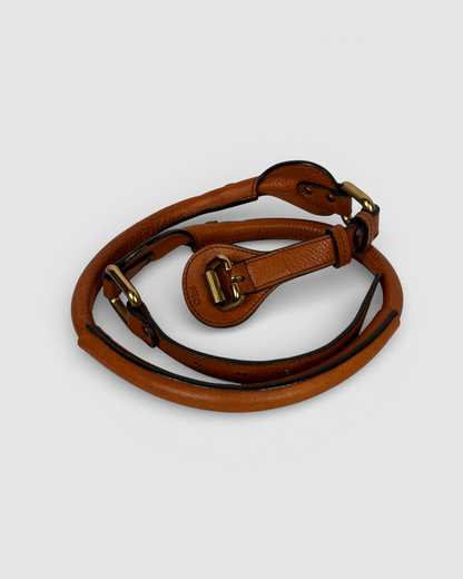 Chloe Brown Leather Rope Belt w Brass Hardware