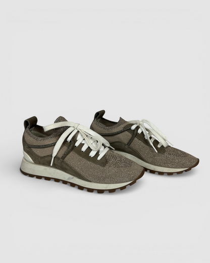 Brunello Cucinelli Light Brown Sparkly Sneakers