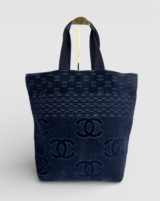 Chanel Navy CC Beach Tote Bag
