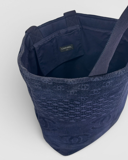 Chanel Navy CC Beach Tote Bag