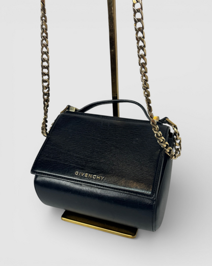 Givenchy Black Leather Mini Pandora Box w Gold Chain