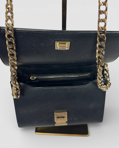 Givenchy Black Leather Mini Pandora Box w Gold Chain