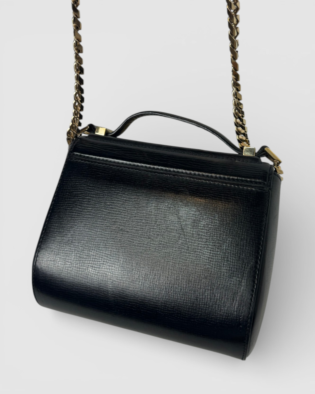 Givenchy Black Leather Mini Pandora Box w Gold Chain
