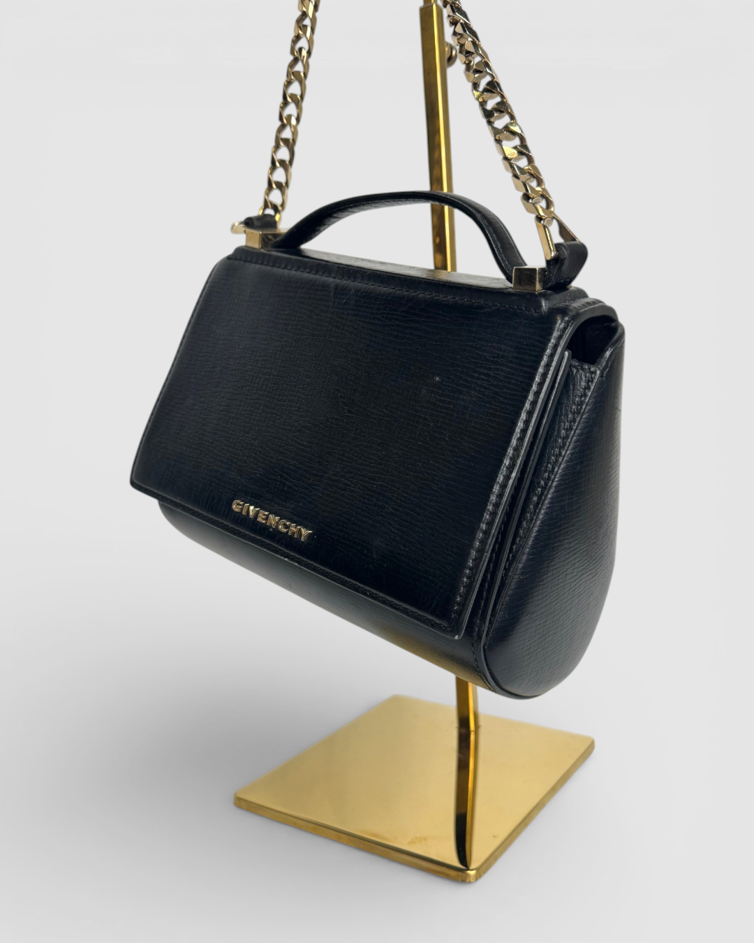 Givenchy Black Leather Mini Pandora Box w Gold Chain
