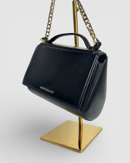 Givenchy Black Leather Mini Pandora Box w Gold Chain