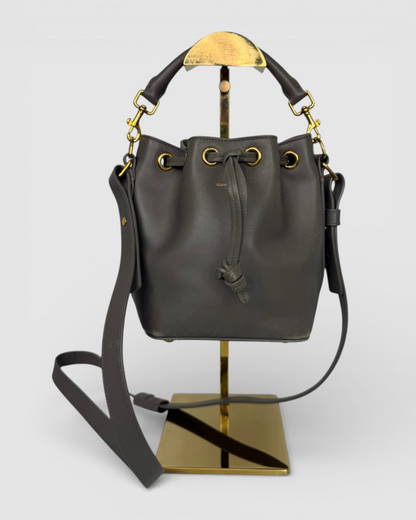 Saint Laurent Grey "Emmanuelle Bucket Bag" w Gold Hardware