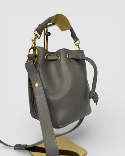 Saint Laurent Grey "Emmanuelle Bucket Bag" w Gold Hardware
