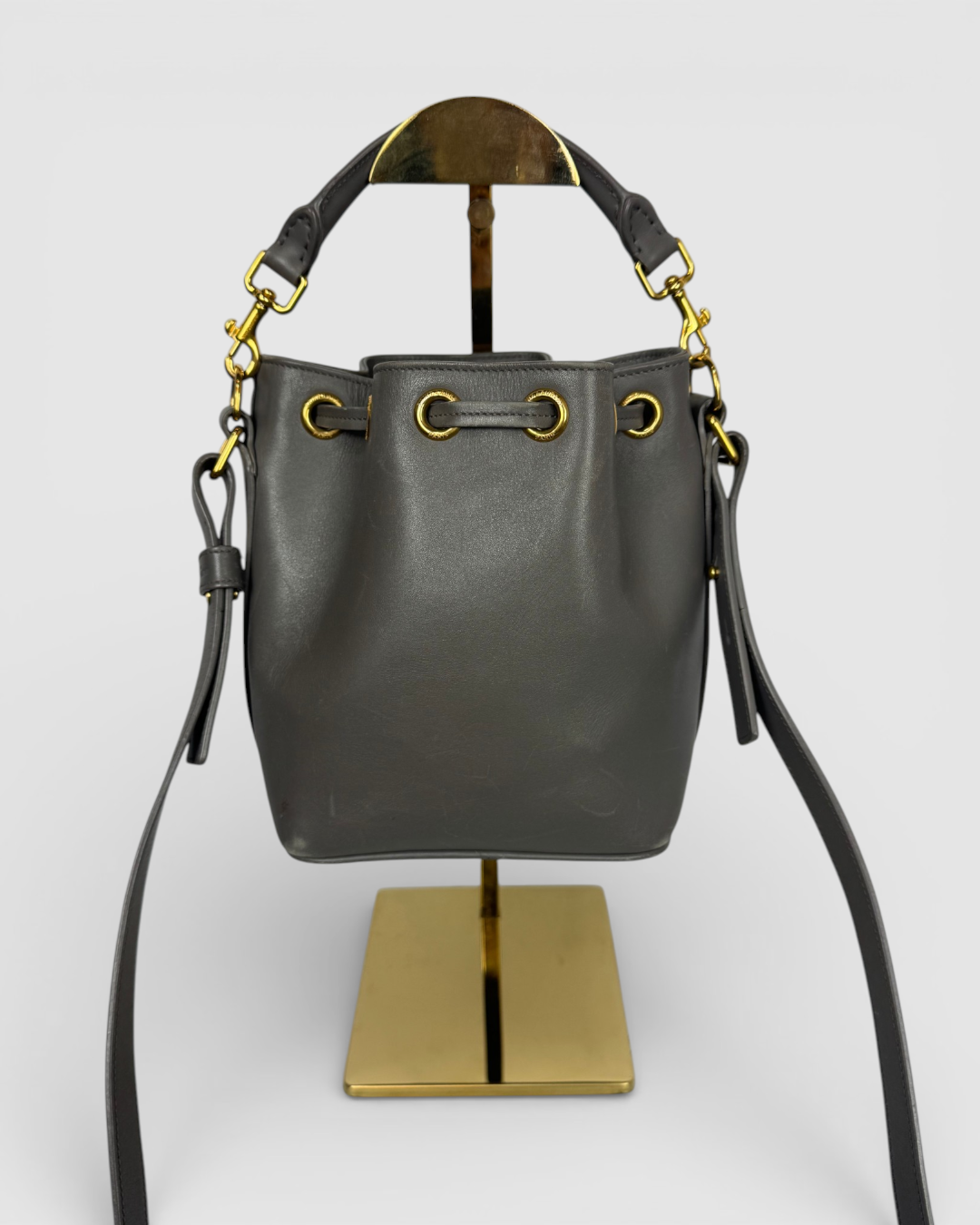 Saint Laurent Grey "Emmanuelle Bucket Bag" w Gold Hardware