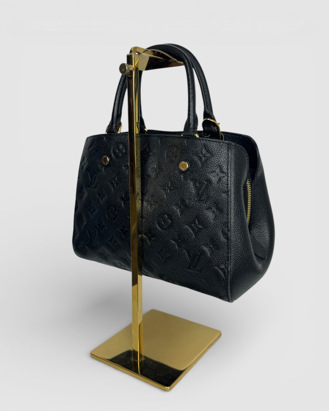 Louis Vuitton Black Monogram "Montaigne" Small Top Handle/Crossbody Bag