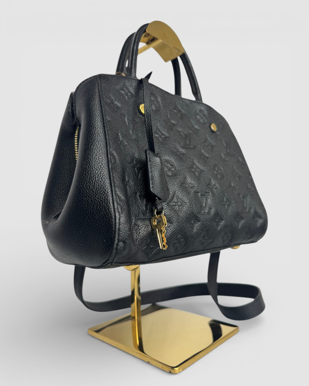 Louis Vuitton Black Monogram "Montaigne" Small Top Handle/Crossbody Bag