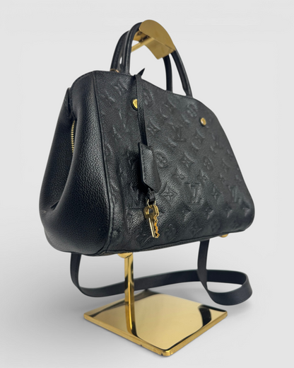 Louis Vuitton Black Monogram "Montaigne" Small Top Handle/Crossbody Bag