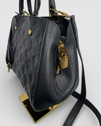 Louis Vuitton Black Monogram "Montaigne" Small Top Handle/Crossbody Bag