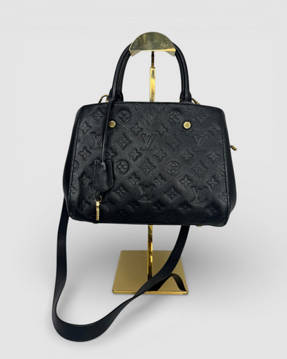 Louis Vuitton Black Monogram "Montaigne" Small Top Handle/Crossbody Bag