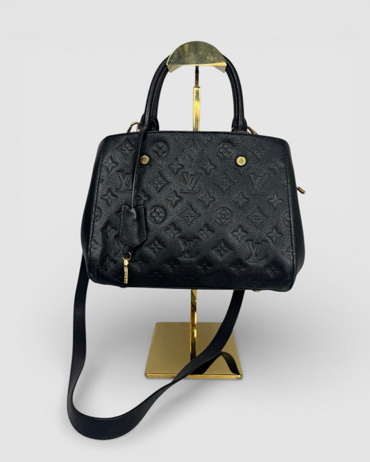 Louis Vuitton Black Monogram "Montaigne" Small Top Handle/Crossbody Bag