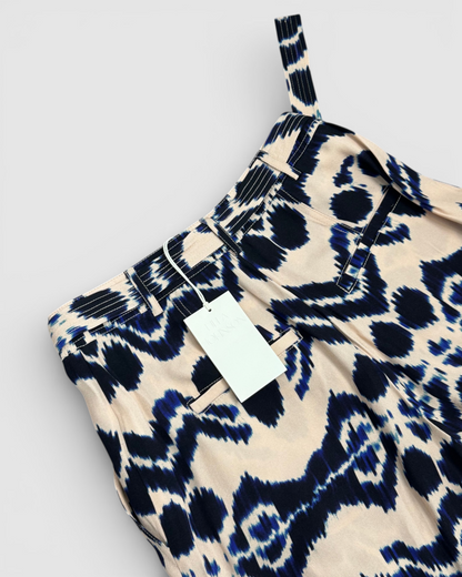 Ulla Johnson Blue Cream Tie-Dye Flare Leg Pants w Belt NWT