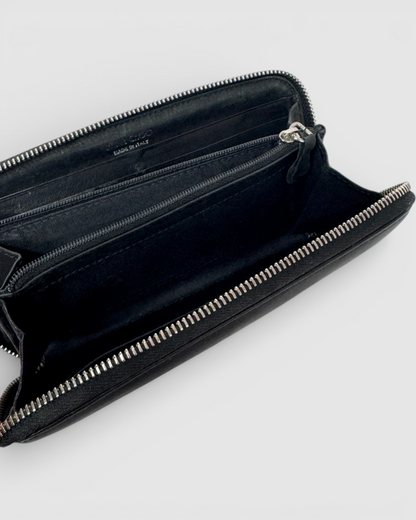 Jimmy Choo Black Leather Star-Studded Zip Around Wallet