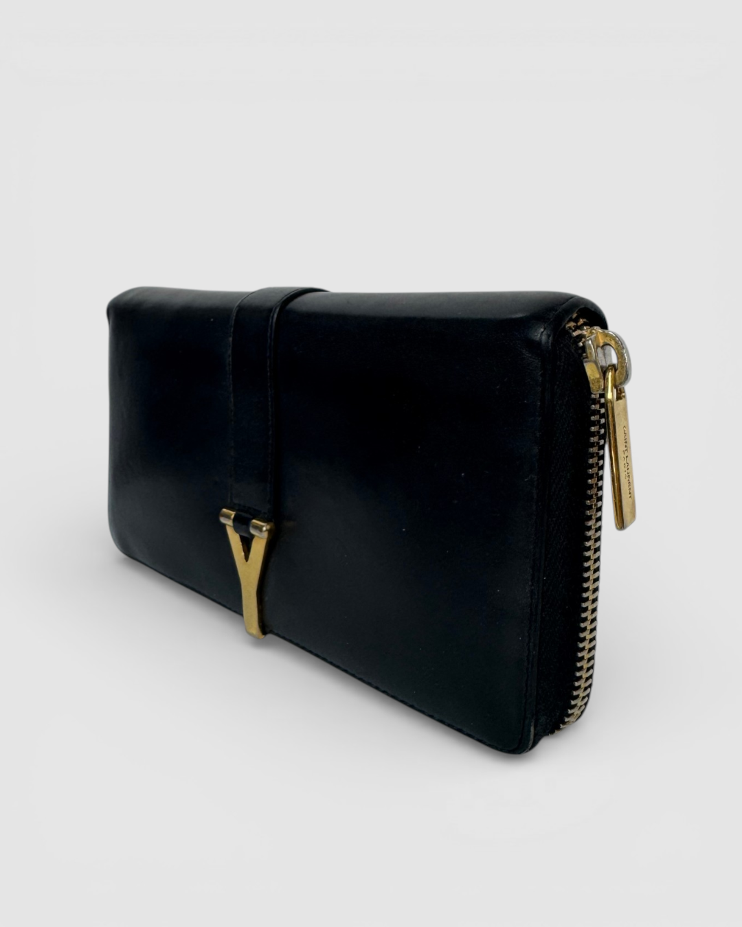 Saint Laurent 2013  Black Leather "Y Ligne"  Zip Around Wallet