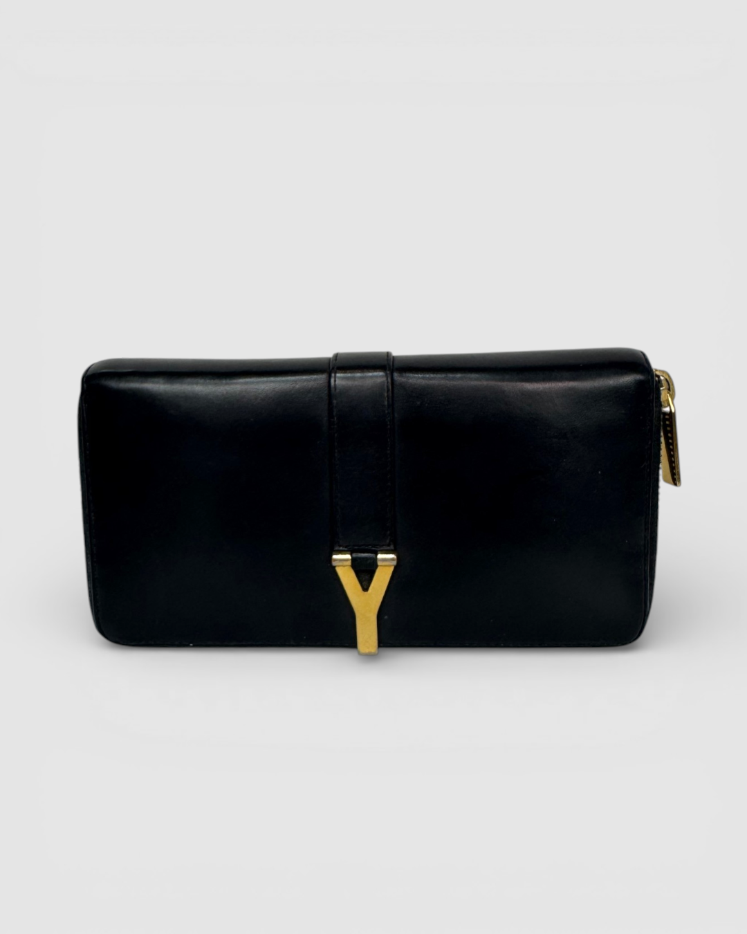 Saint Laurent 2013  Black Leather "Y Ligne"  Zip Around Wallet