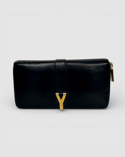 Saint Laurent 2013  Black Leather "Y Ligne"  Zip Around Wallet