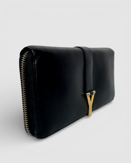 Saint Laurent 2013  Black Leather "Y Ligne"  Zip Around Wallet