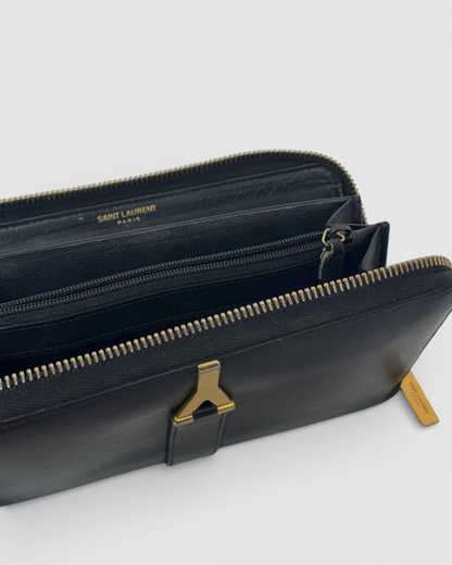 Saint Laurent 2013  Black Leather "Y Ligne"  Zip Around Wallet