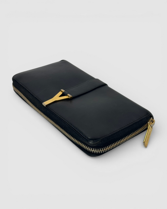 Saint Laurent 2013  Black Leather "Y Ligne"  Zip Around Wallet