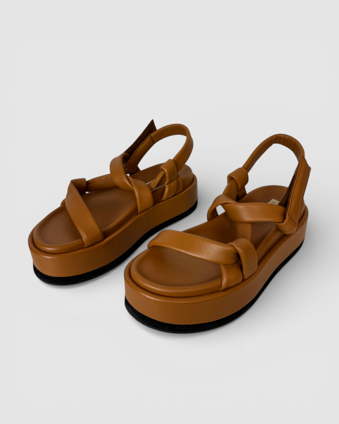 Neil J Rodgers Brown Leather Platform Strappy Sandal