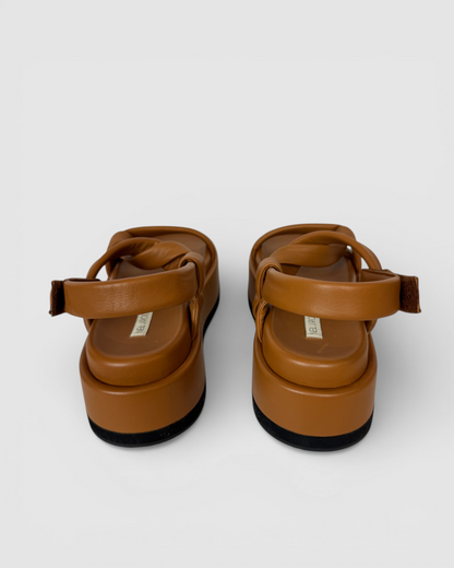 Neil J Rodgers Brown Leather Platform Strappy Sandal