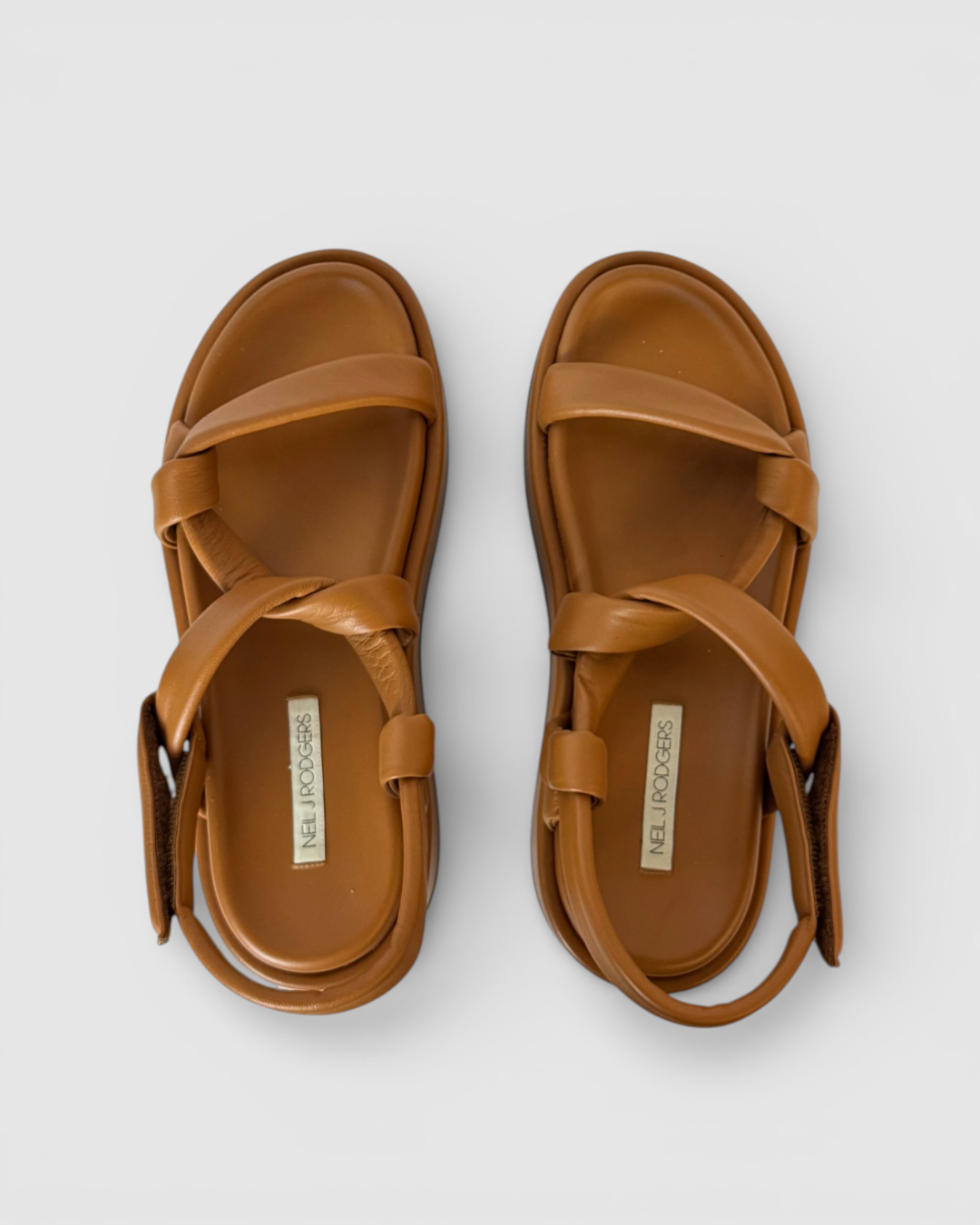 Neil J Rodgers Brown Leather Platform Strappy Sandal