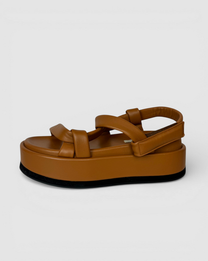 Neil J Rodgers Brown Leather Platform Strappy Sandal