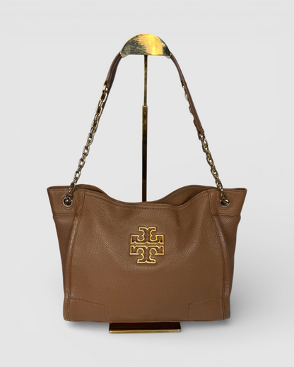 Tory Burch Brown Leather "Britten" Slouchy Tote