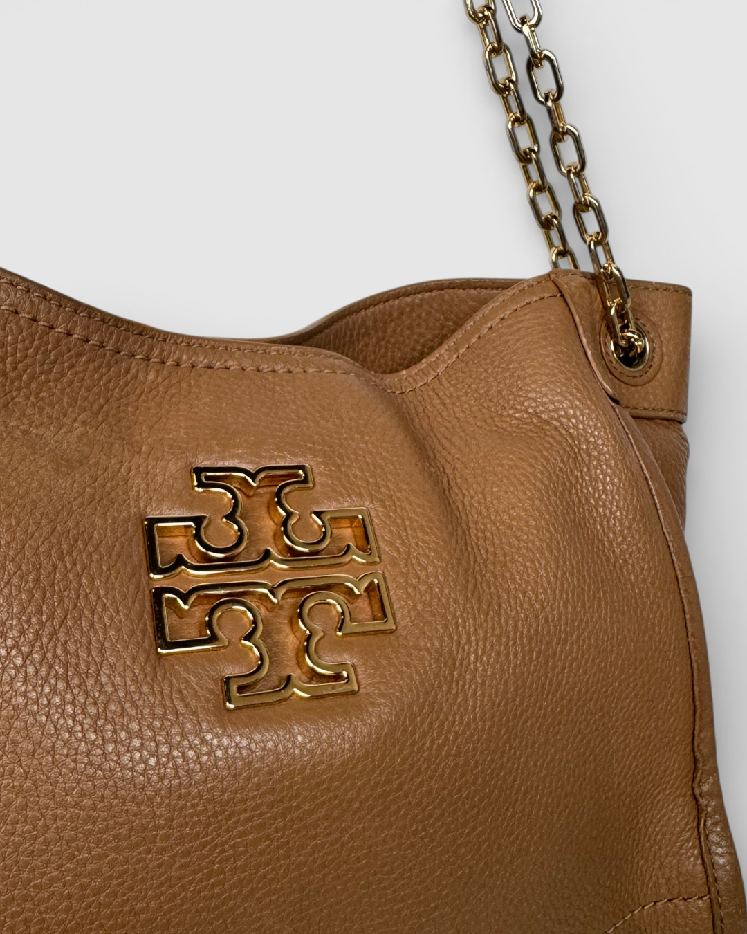Tory Burch Brown Leather "Britten" Slouchy Tote