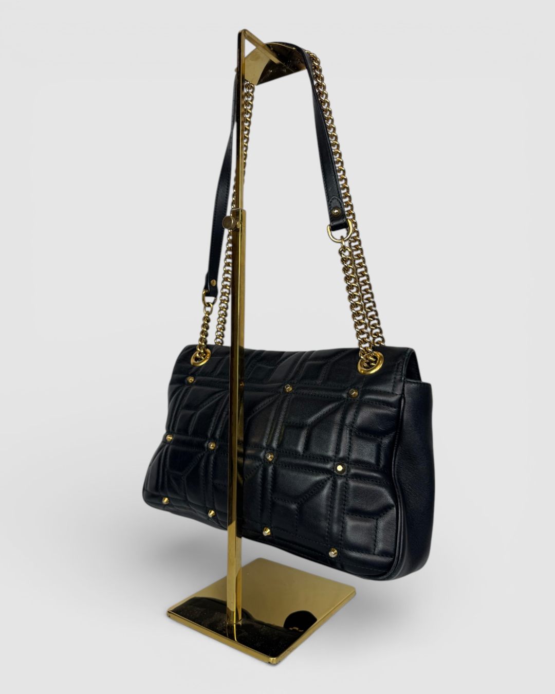 Gucci GG Marmont Studded Flap Bag w Gold Hardware