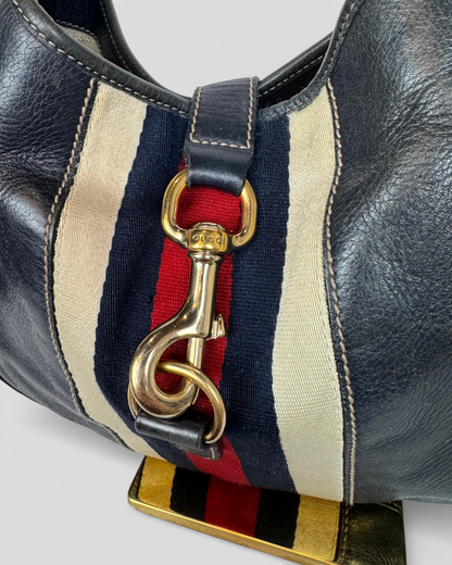 Gucci Black/Navy Jackie Sherry Line Leather Handbag