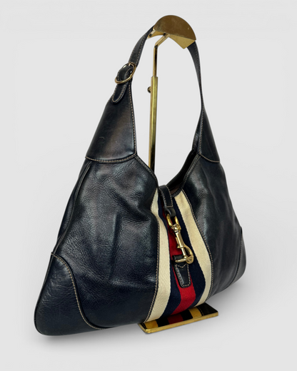 Gucci Black/Navy Jackie Sherry Line Leather Handbag