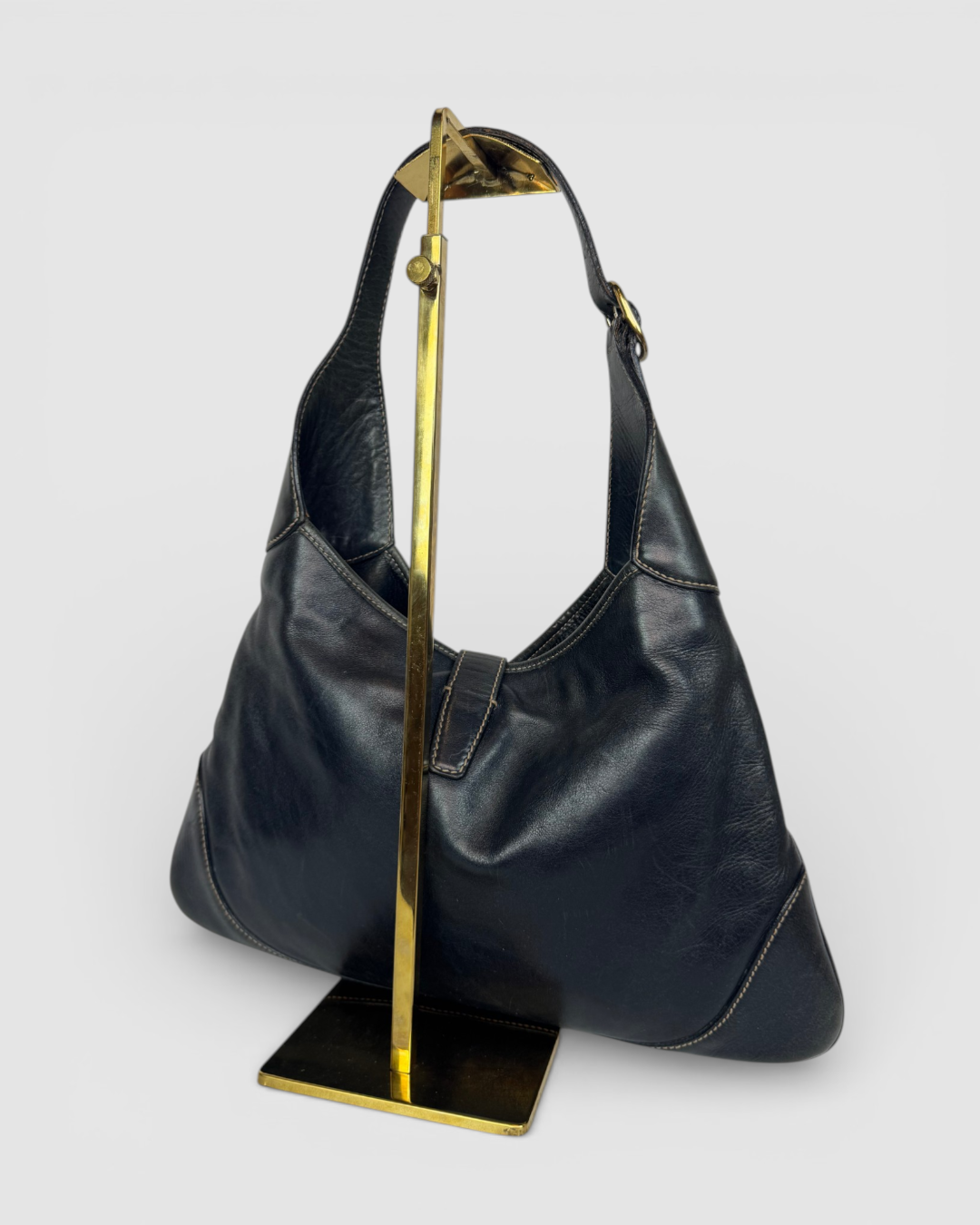 Gucci Black/Navy Jackie Sherry Line Leather Handbag