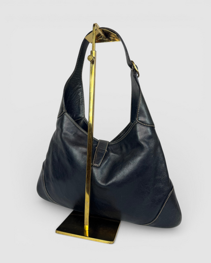 Gucci Black/Navy Jackie Sherry Line Leather Handbag