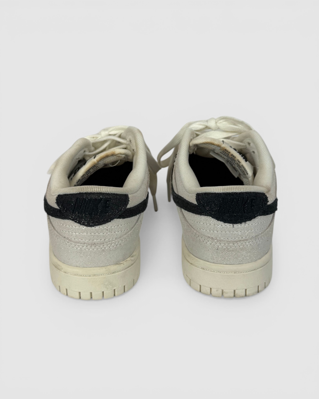 Nike White Glitter Suede "Dunk Low SE" Lace Up Sneaker