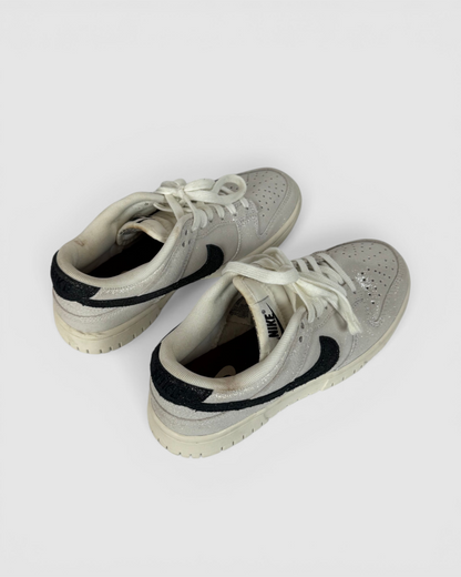 Nike White Glitter Suede "Dunk Low SE" Lace Up Sneaker