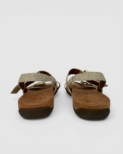 Vionic Beige Adjustable Dual Buckle Slingback Sandals