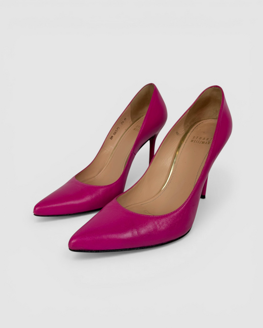 Stuart Weitzman Leather Pink Pointed Toe Pumps
