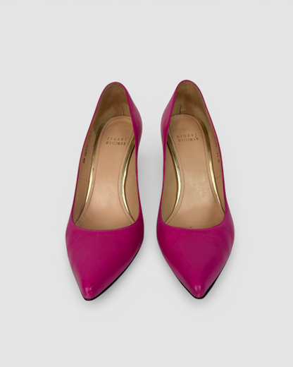 Stuart Weitzman Leather Pink Pointed Toe Pumps