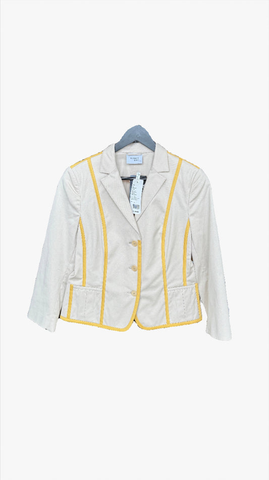 Akris Punto Beige & Yellow Stripe Button Up Collared Jacket NWT