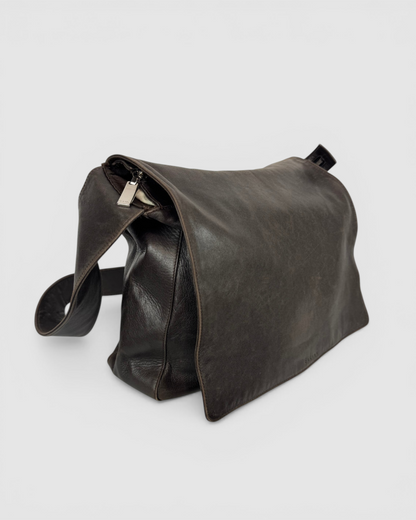 Celine Leather Brown Zip & Flap Over Shoulder/Crossbody Messenger Bag